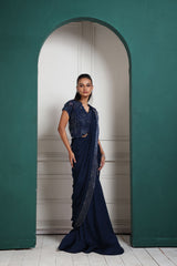 Midnight Elegance Embellished Saree