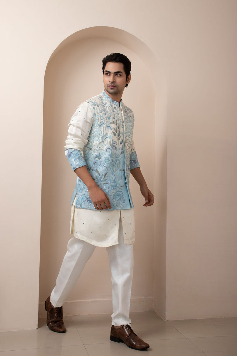 Arctic Pearl Nehru and Kurta Set