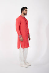 Coral red kurta set