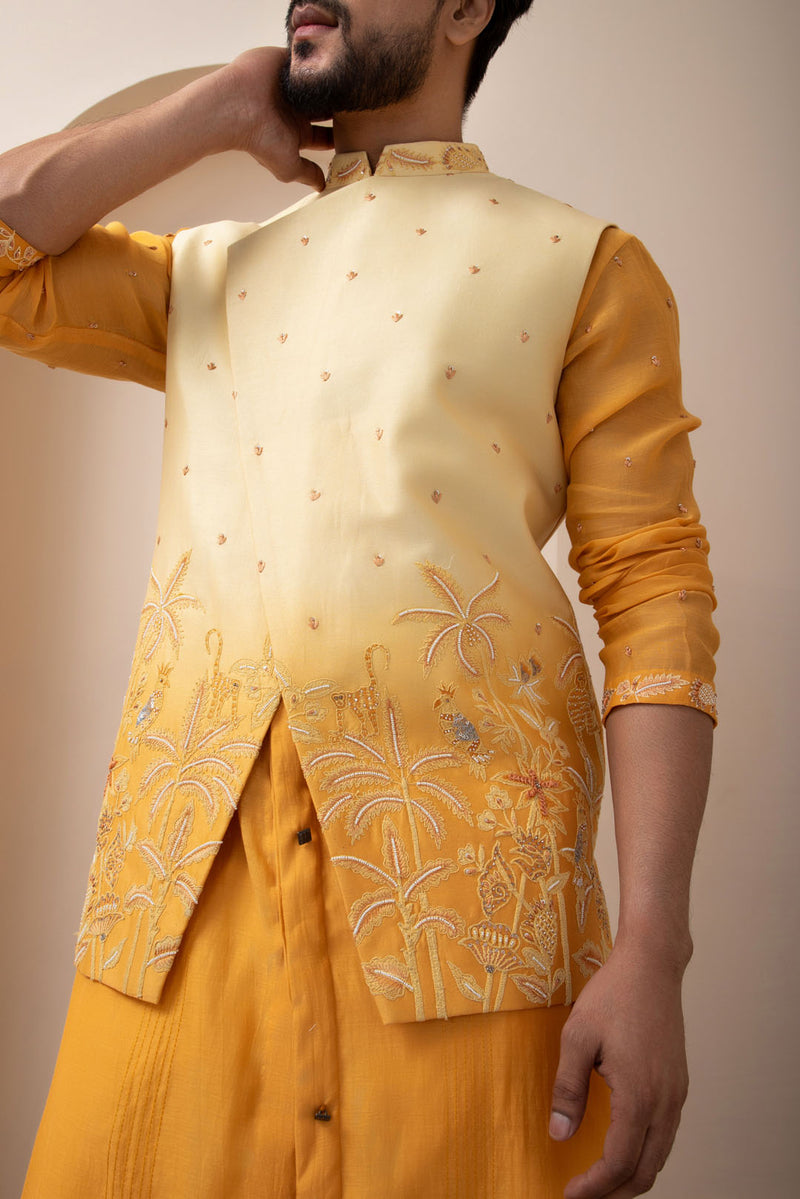 Sweet Nectar Yellow Nehru and Kurta Set