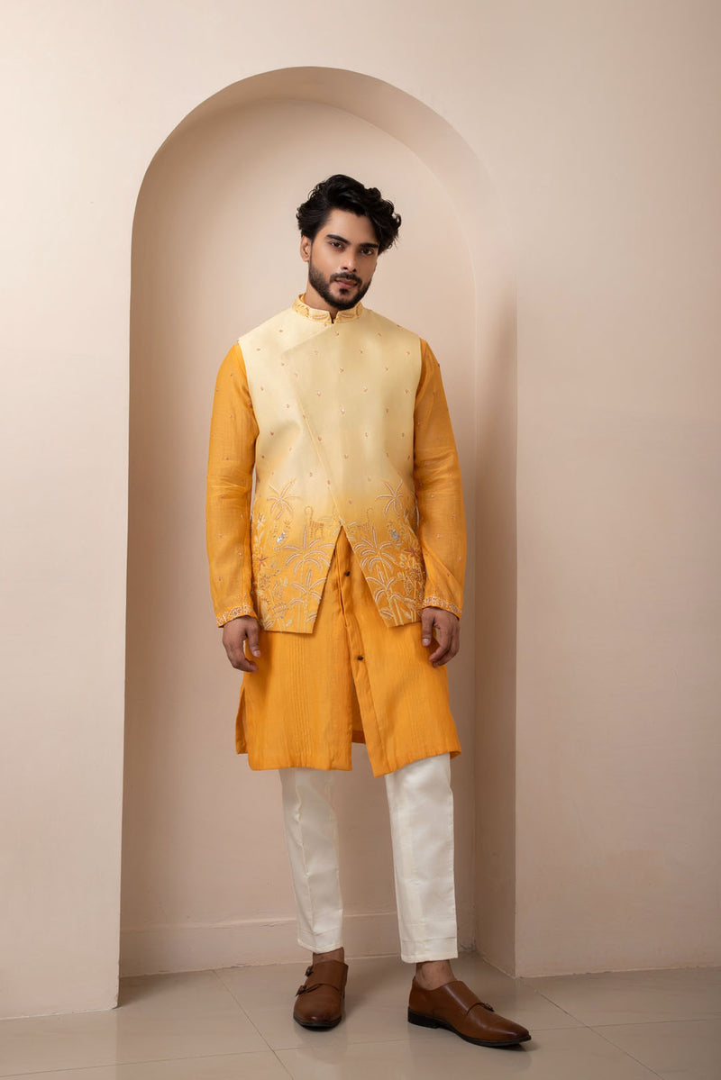 Sweet Nectar Yellow Nehru and Kurta Set