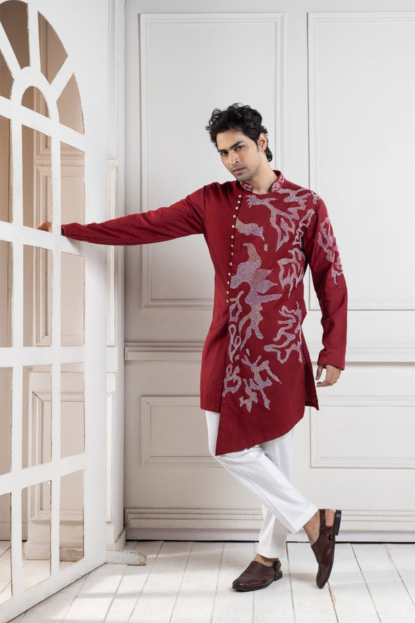 Scarlet Vine Embroidered Kurta