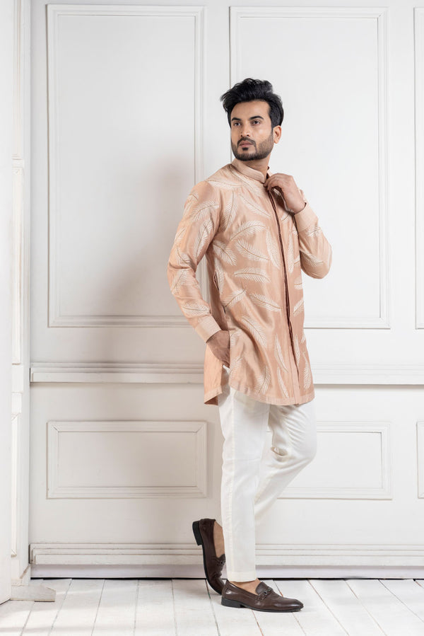 Golden Palm Silk Kurta