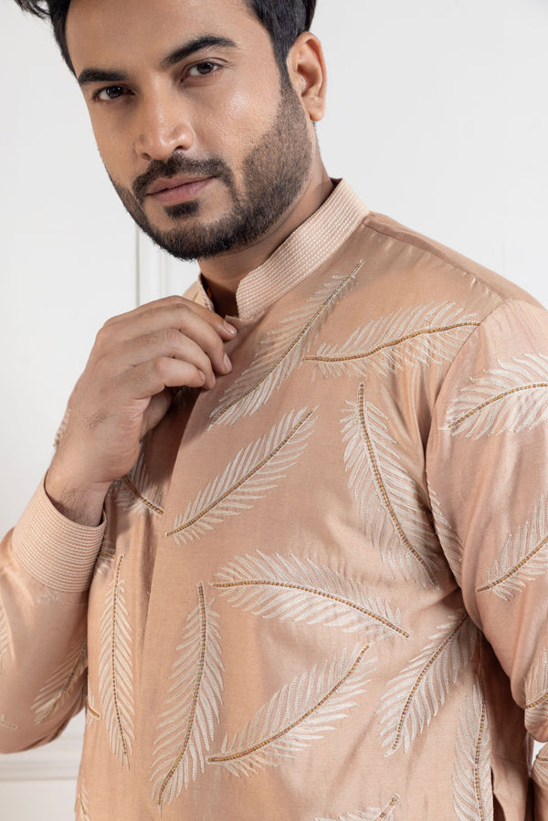 Golden Palm Silk Kurta