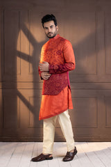 Sunset Bloom Embroidered Nehru and Kurta set