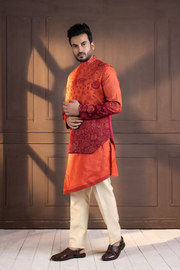 Sunset Bloom Embroidered nehru