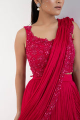 Fuchsia Aura Drape Saree Set