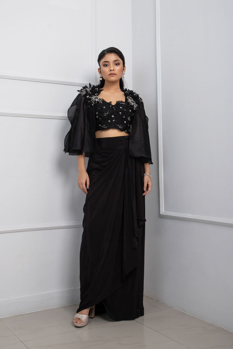 Moonlit Cape and Drape Skirt Set