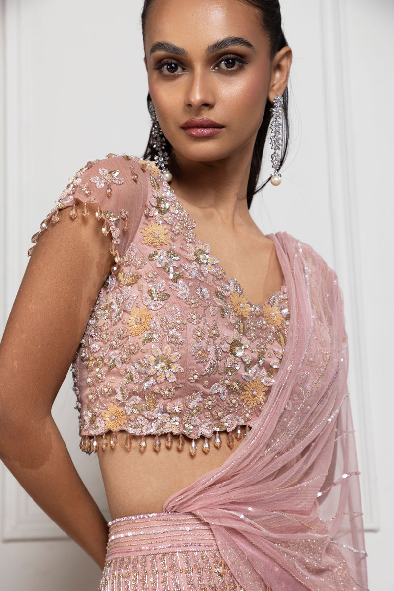 Rosé Allure Embellished Lehenga Set