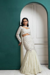 Ivory Shimmer Crystal Lehenga Set