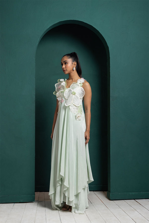 Mint Blossom Layered Gown