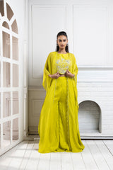 Chartreuse Cape Palazzo Set