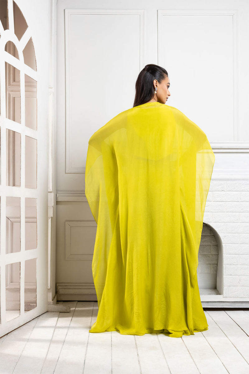 Chartreuse Cape Palazzo Set