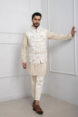 Gilded Ivory Nehru and Kurta Set