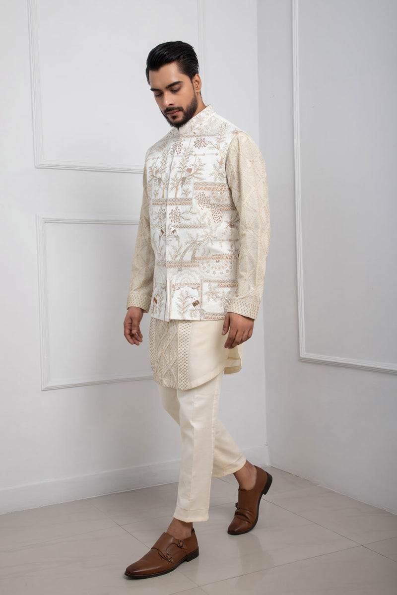 Gilded Ivory Nehru and Kurta Set