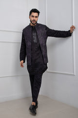 Obsidian Nehru and Zipper Kurta Set