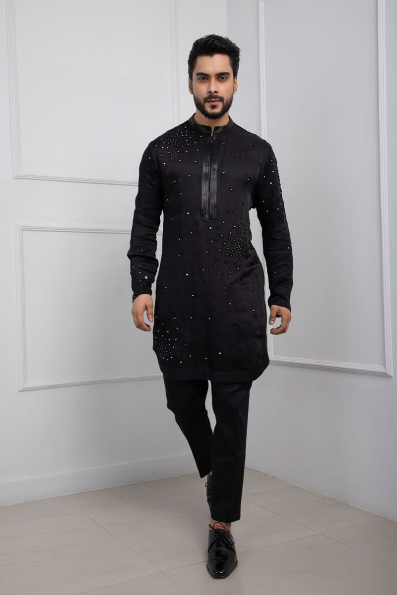 Obsidian Nehru and Zipper Kurta Set