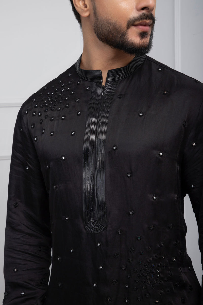 Obsidian Nehru and Zipper Kurta Set