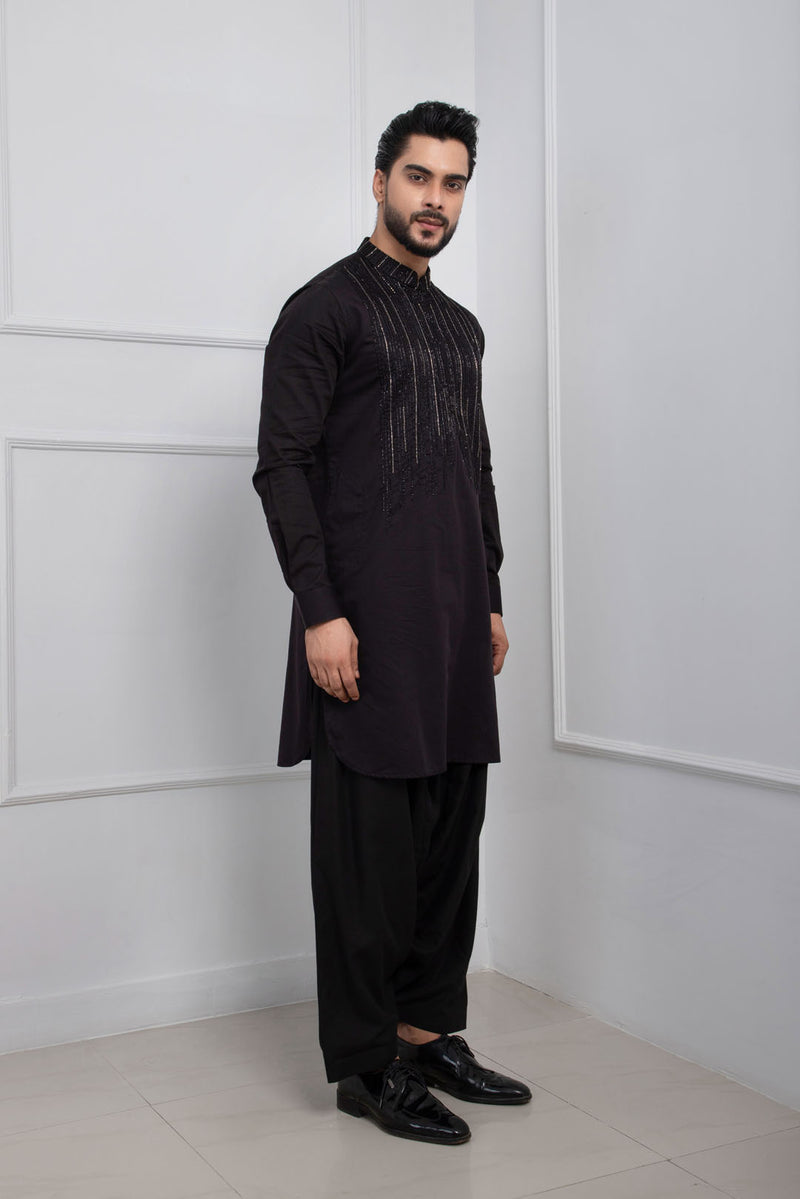 Black Gleam Kurta Patiala Set