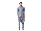 Grey Cowl Kurta with Full Embroidered Grey Waist Coat set